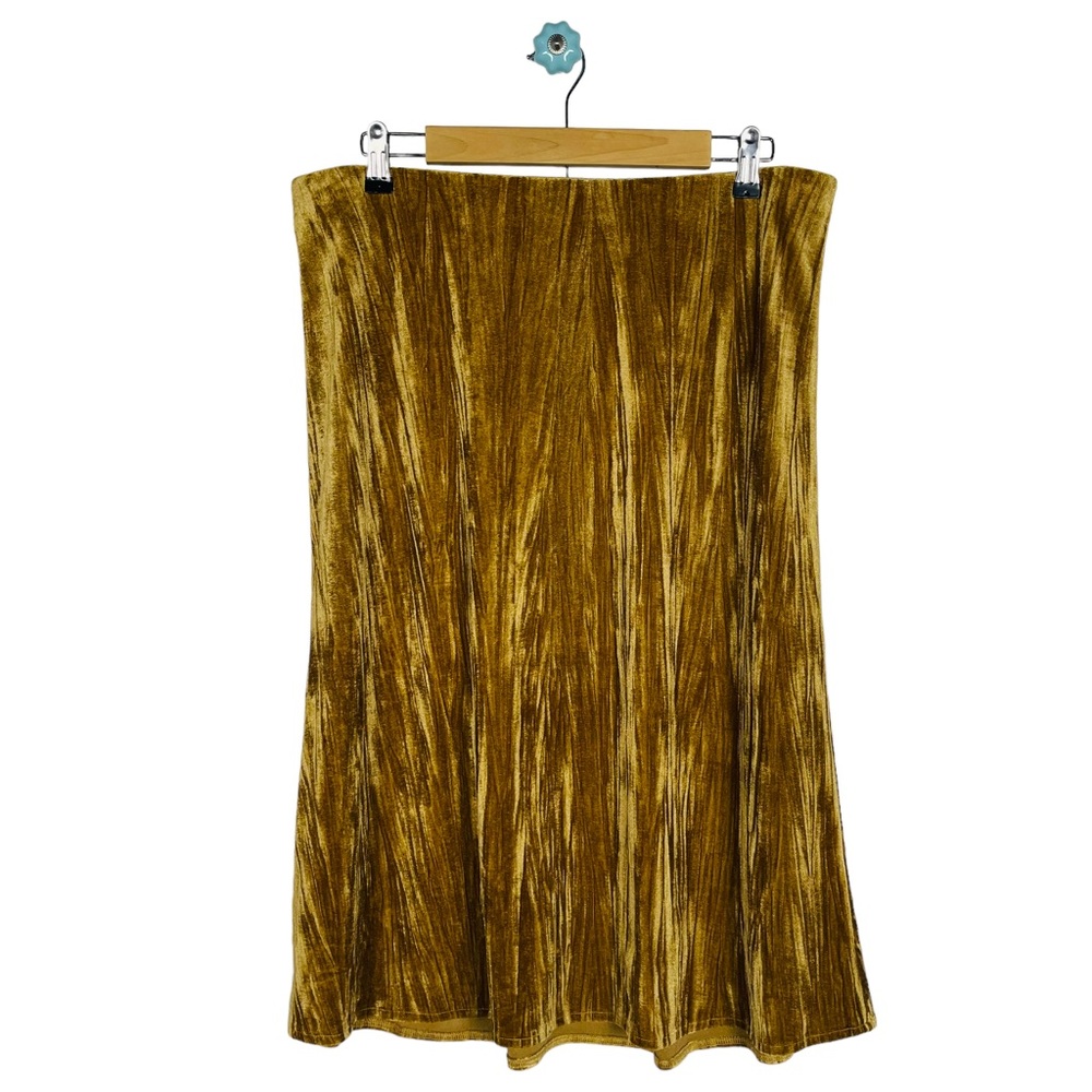 LOFT outlet gold velvet style casual textured skirt holiday fall cottagecore